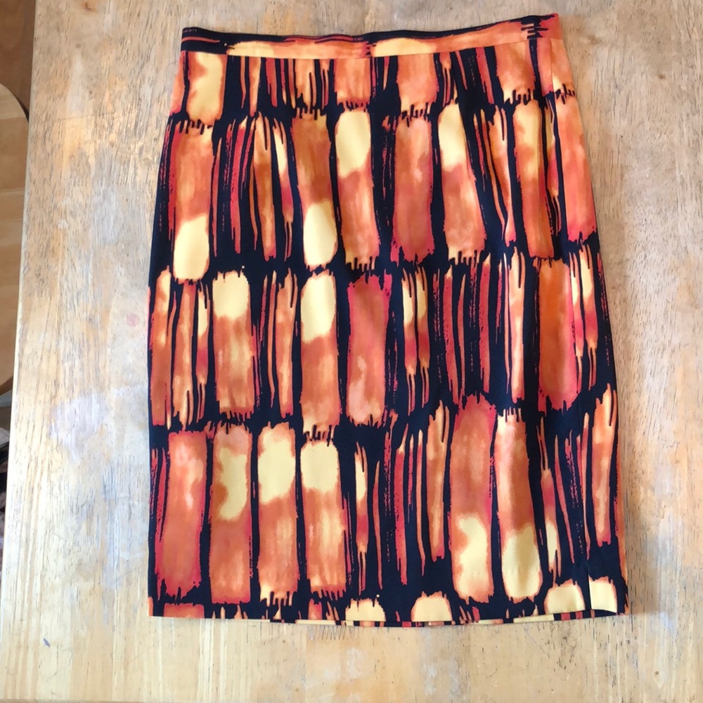 Michael Kors yellow/orange/black print pencil skirt